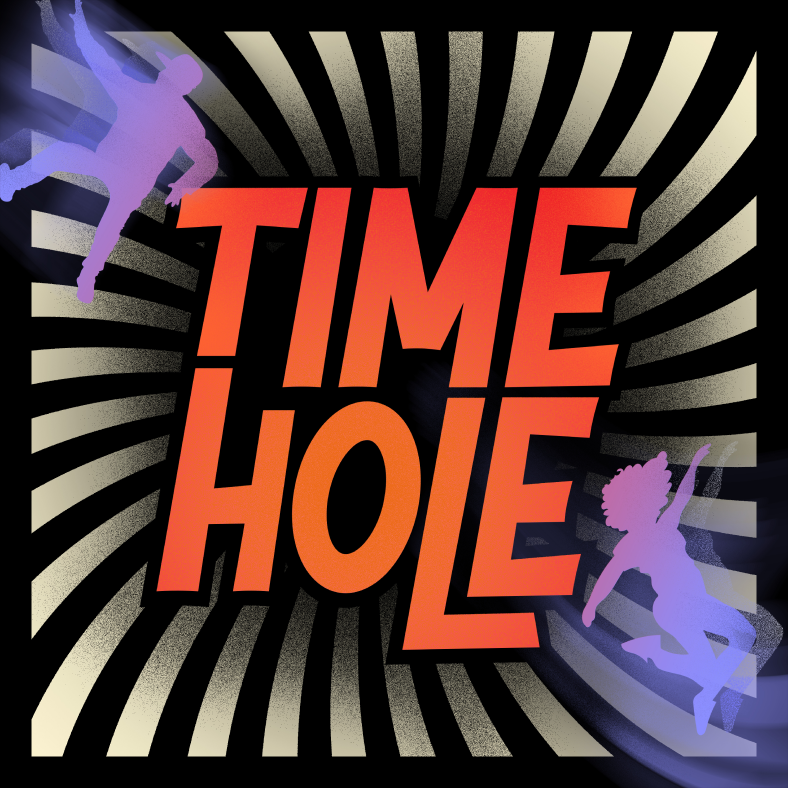 Time Hole podcast logo in red, black, and white
